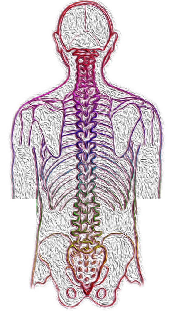Infografía del interior de un cuerpo humano y de un sistema nervioso afectado por esclerosis múltiple. 